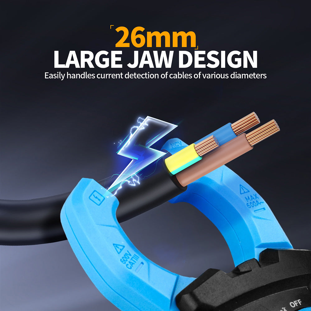 FNIRSI MC40 Digital Clamp Meter, 6000 Counts True RMS, Auto Range, 600A Current Measure