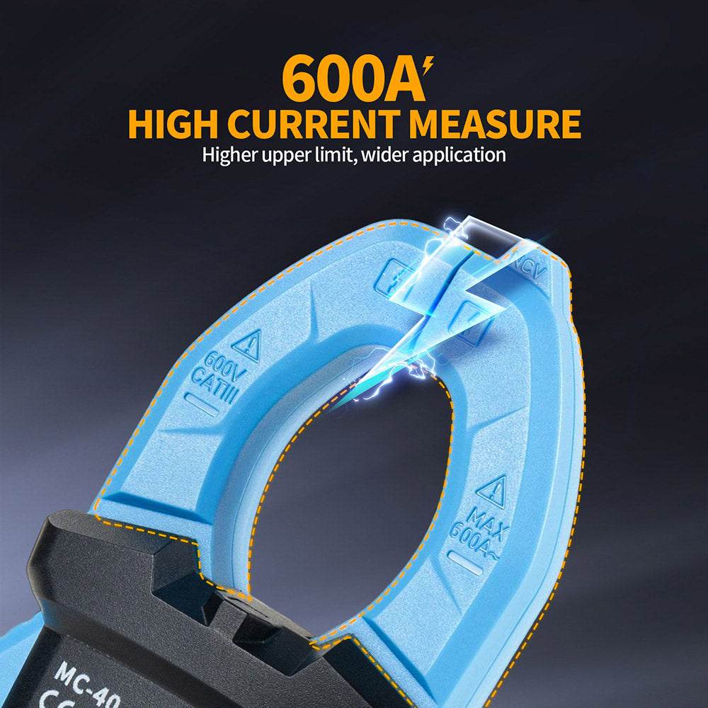 FNIRSI MC40 Digital Clamp Meter, 6000 Counts True RMS, Auto Range, 600A Current Measure