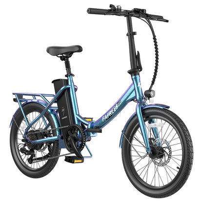 Fafrees F20 Lasting Electric Bike, 250W Motor, 36V 18.2Ah Battery, 20*1.95&quot; Tires, 25km/h Max Speed, 120km Max Range, Mechanical Disc Brakes, SHIMANO 7 Speed - Radiant Teal