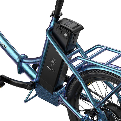 Fafrees F20 Lasting Electric Bike, 250W Motor, 36V 18.2Ah Battery, 20*1.95&quot; Tires, 25km/h Max Speed, 120km Max Range, Mechanical Disc Brakes, SHIMANO 7 Speed - Radiant Teal