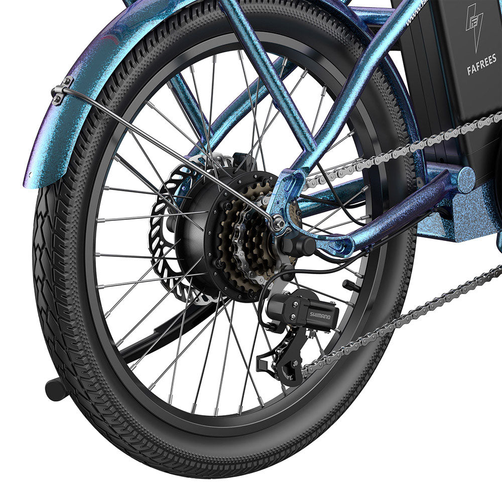 Fafrees F20 Lasting Electric Bike, 250W Motor, 36V 18.2Ah Battery, 20*1.95&quot; Tires, 25km/h Max Speed, 120km Max Range, Mechanical Disc Brakes, SHIMANO 7 Speed - Radiant Teal