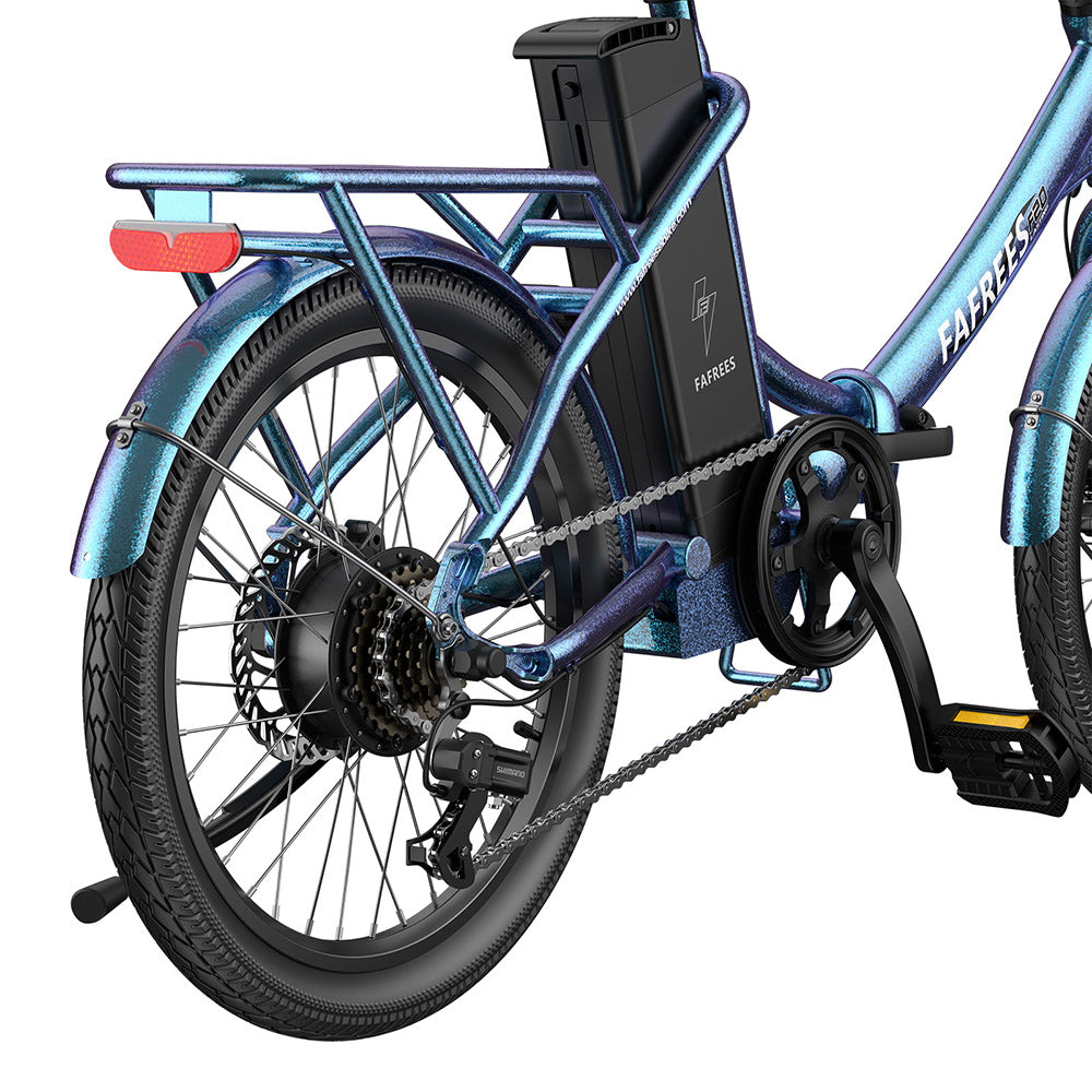 Fafrees F20 Lasting Electric Bike, 250W Motor, 36V 18.2Ah Battery, 20*1.95&quot; Tires, 25km/h Max Speed, 120km Max Range, Mechanical Disc Brakes, SHIMANO 7 Speed - Radiant Teal