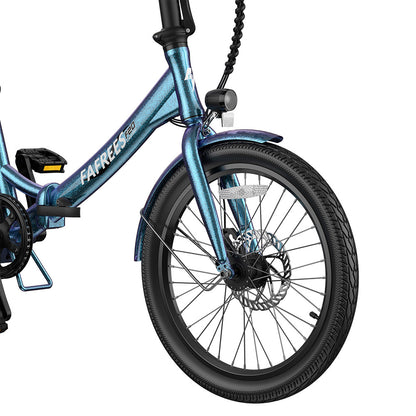 Fafrees F20 Lasting Electric Bike, 250W Motor, 36V 18.2Ah Battery, 20*1.95&quot; Tires, 25km/h Max Speed, 120km Max Range, Mechanical Disc Brakes, SHIMANO 7 Speed - Radiant Teal