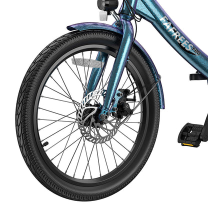 Fafrees F20 Lasting Electric Bike, 250W Motor, 36V 18.2Ah Battery, 20*1.95&quot; Tires, 25km/h Max Speed, 120km Max Range, Mechanical Disc Brakes, SHIMANO 7 Speed - Radiant Teal