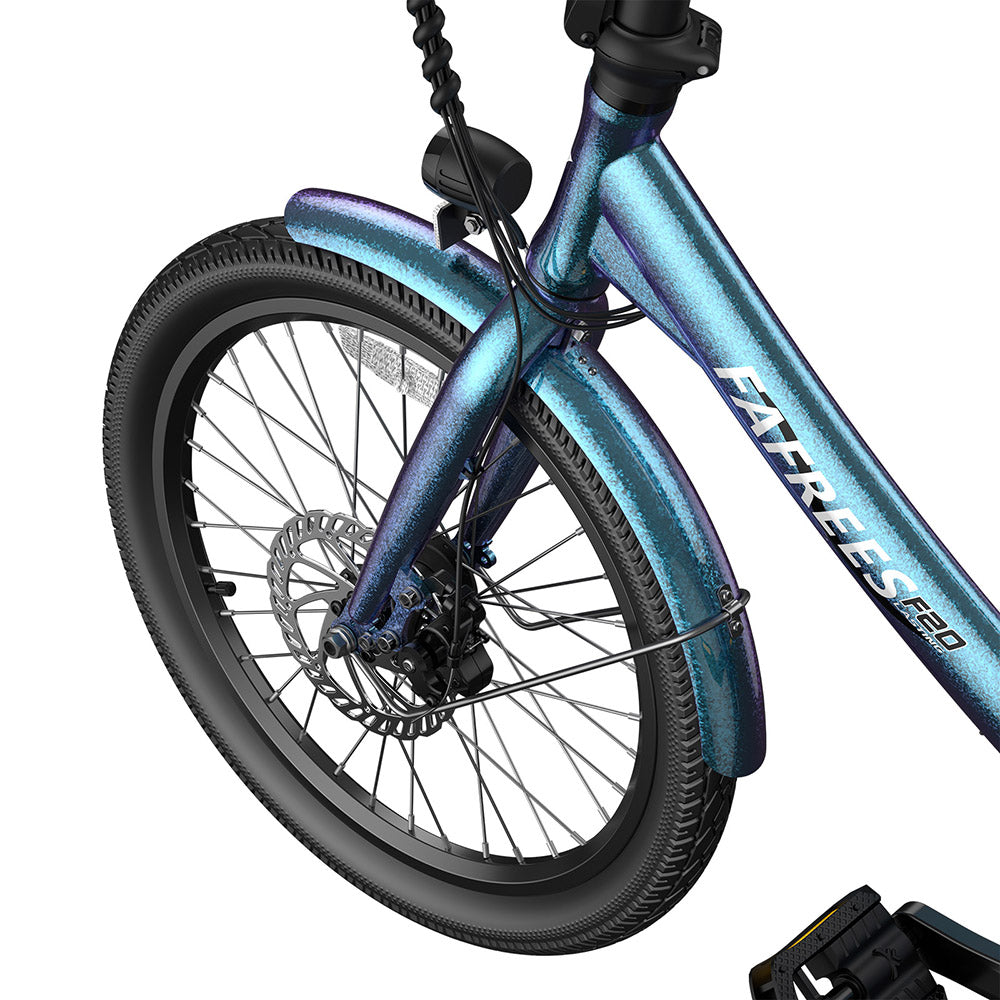 Fafrees F20 Lasting Electric Bike, 250W Motor, 36V 18.2Ah Battery, 20*1.95&quot; Tires, 25km/h Max Speed, 120km Max Range, Mechanical Disc Brakes, SHIMANO 7 Speed - Radiant Teal