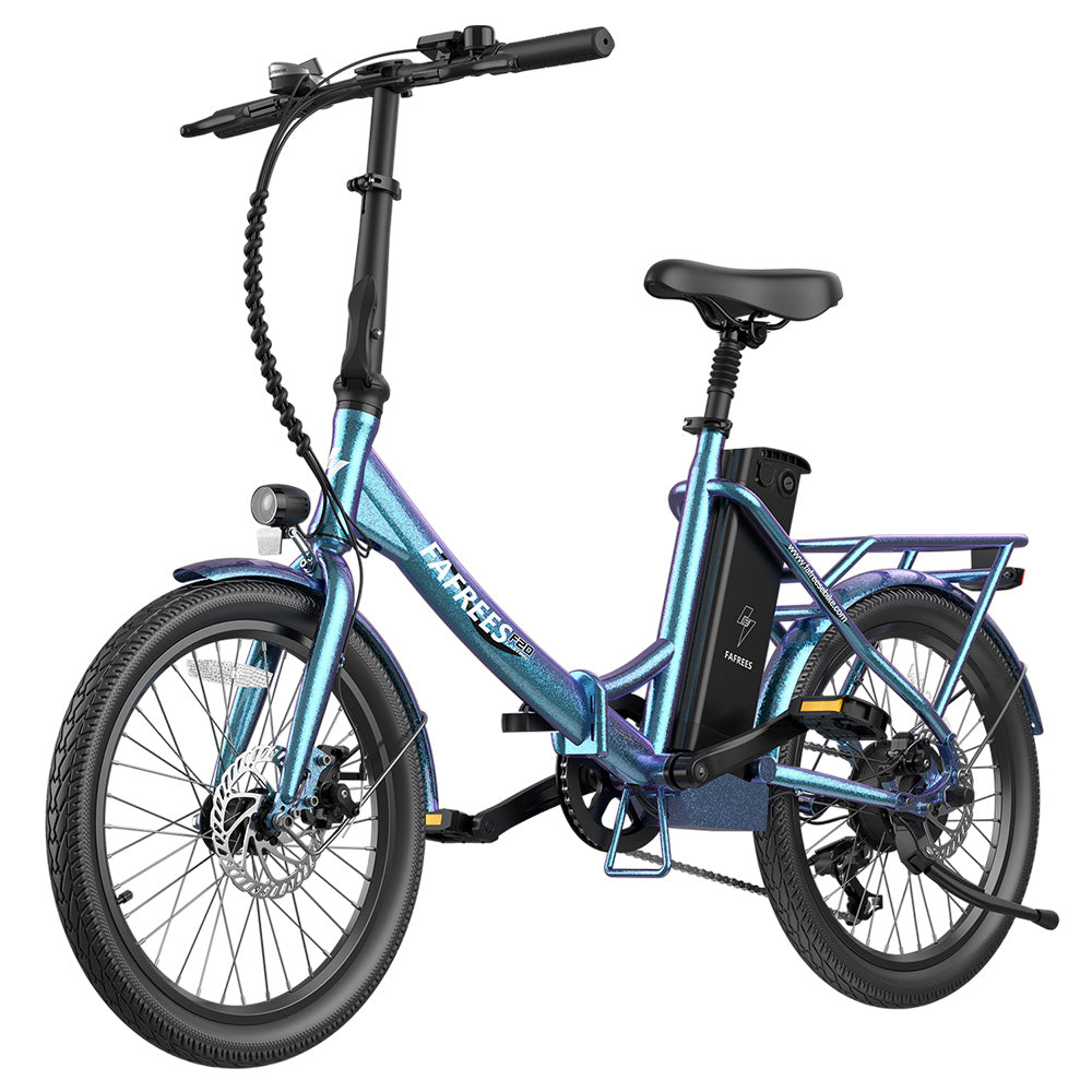 Fafrees F20 Lasting Electric Bike, 250W Motor, 36V 18.2Ah Battery, 20*1.95&quot; Tires, 25km/h Max Speed, 120km Max Range, Mechanical Disc Brakes, SHIMANO 7 Speed - Radiant Teal