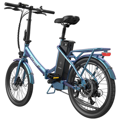 Fafrees F20 Lasting Electric Bike, 250W Motor, 36V 18.2Ah Battery, 20*1.95&quot; Tires, 25km/h Max Speed, 120km Max Range, Mechanical Disc Brakes, SHIMANO 7 Speed - Radiant Teal