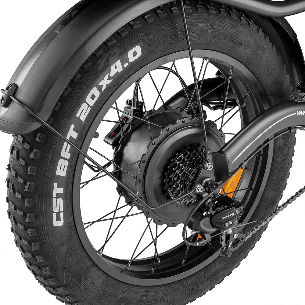 Fafrees F20 X-Max Electric Bike 20*4.0 inch Fat Tire 750W Brushless Motor 48V 30AH Battery 25km/h Default Max Speed 200km Max Range Shimano 7 Speed Gear Shift System Hydraulic Disc Brakes - Black