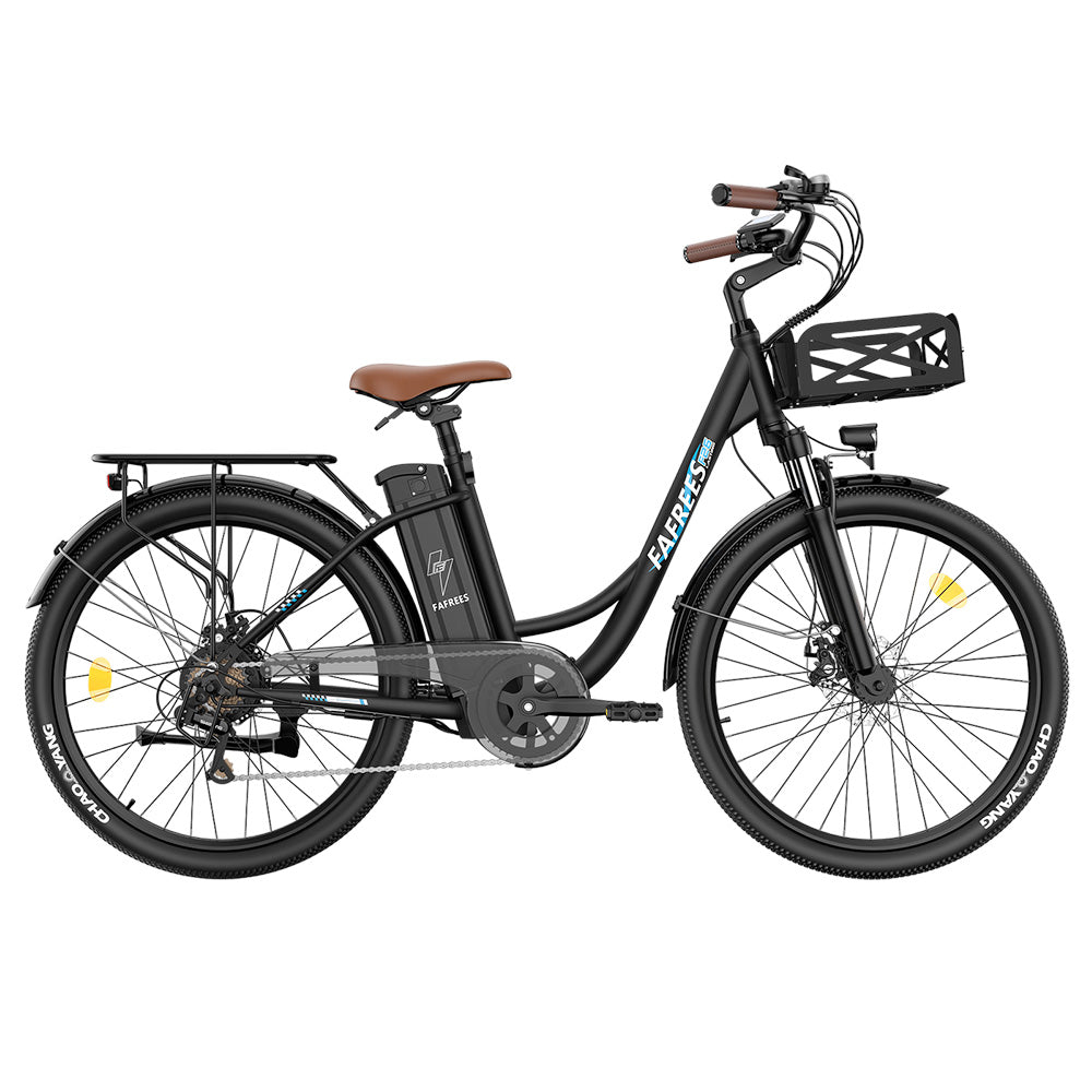 Fafrees F26 Lasting Electric Bike, 250W Motor, 36V 20.3Ah Battery, 26*1.95&#39;&#39; Tires, 25km/h Max Speed, 140km Range, SHIMANO 7 Speed, Mechanical Disc Brakes, 2.3-inch LCD Display - Black