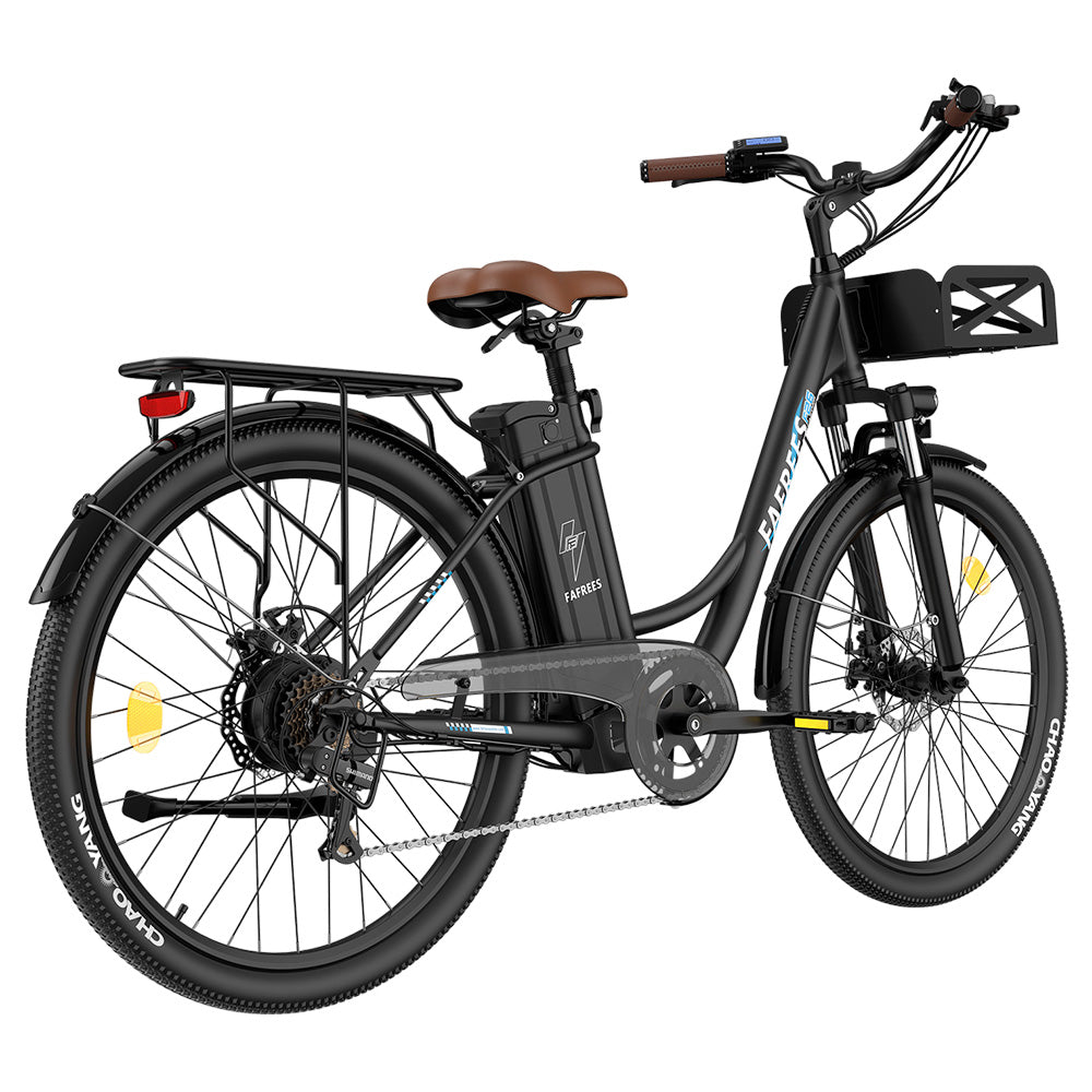 Fafrees F26 Lasting Electric Bike, 250W Motor, 36V 20.3Ah Battery, 26*1.95&#39;&#39; Tires, 25km/h Max Speed, 140km Range, SHIMANO 7 Speed, Mechanical Disc Brakes, 2.3-inch LCD Display - Black