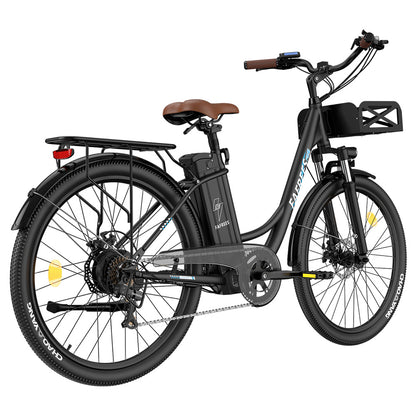 Fafrees F26 Lasting Electric Bike, 250W Motor, 36V 20.3Ah Battery, 26*1.95&#39;&#39; Tires, 25km/h Max Speed, 140km Range, SHIMANO 7 Speed, Mechanical Disc Brakes, 2.3-inch LCD Display - Black