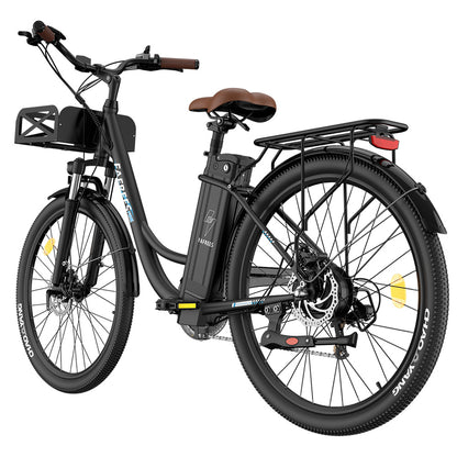 Fafrees F26 Lasting Electric Bike, 250W Motor, 36V 20.3Ah Battery, 26*1.95&#39;&#39; Tires, 25km/h Max Speed, 140km Range, SHIMANO 7 Speed, Mechanical Disc Brakes, 2.3-inch LCD Display - Black