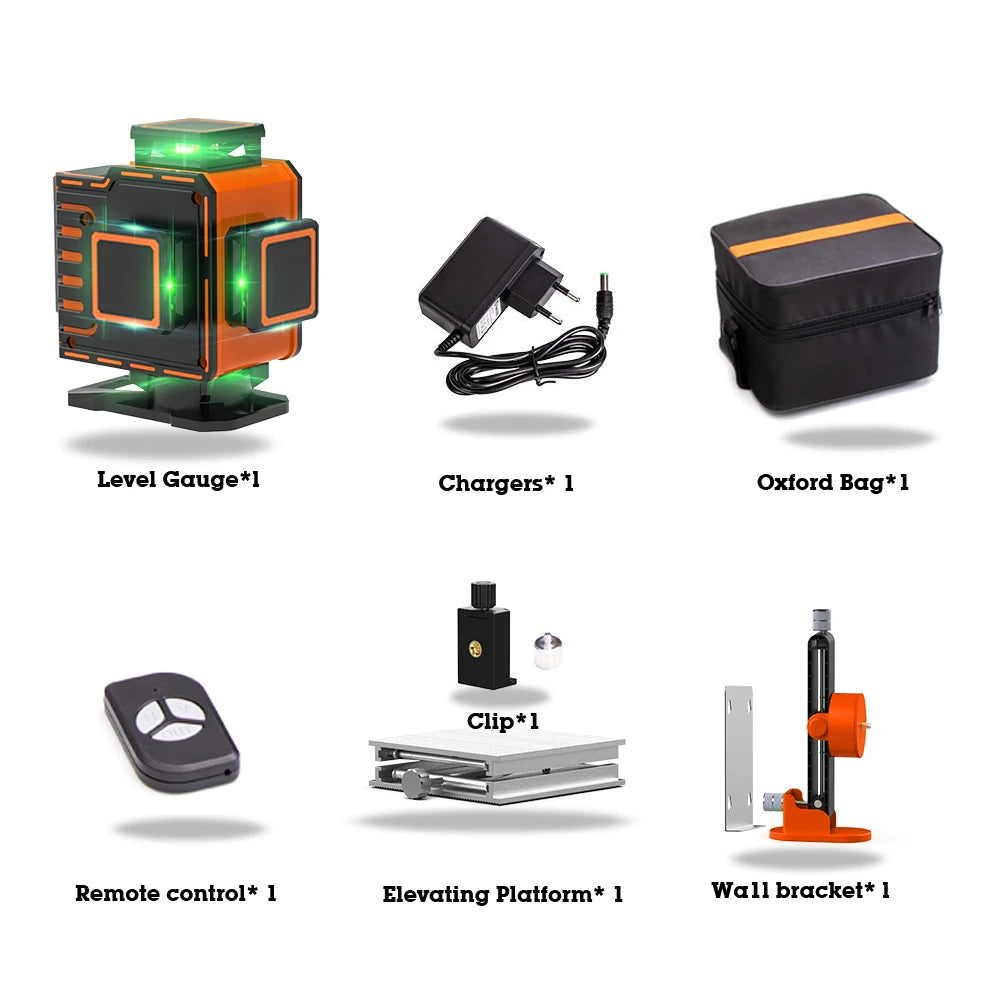 HILDA 4D Laser Nivelační křížová čára Zelená laserová vodováha samonivelační víceúčelová vodováha horizontální vertikální měření