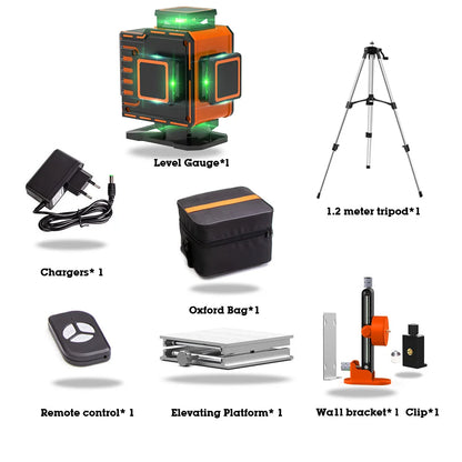 HILDA 4D Laser Nivelační křížová čára Zelená laserová vodováha samonivelační víceúčelová vodováha horizontální vertikální měření