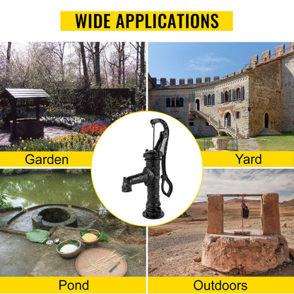 VEVOR Starožitná železná ruční vodní pumpa Džbán Pumpa Litina Pro venkovní dvorky Jezírka Zahradní farma studna Ornament Dekorace