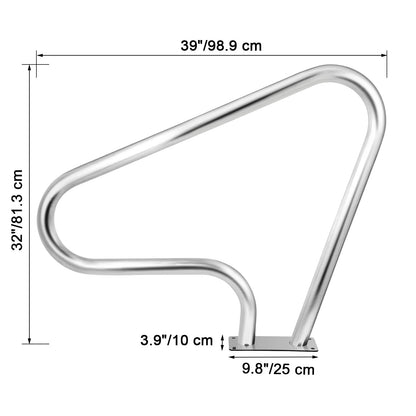 VEVOR 30-55"x22-32" madlo pro bazén s 4ft krytem rukojeti Humanizovaný design a vrták M8 Zábradlí k bazénu Žebřík na schodiště