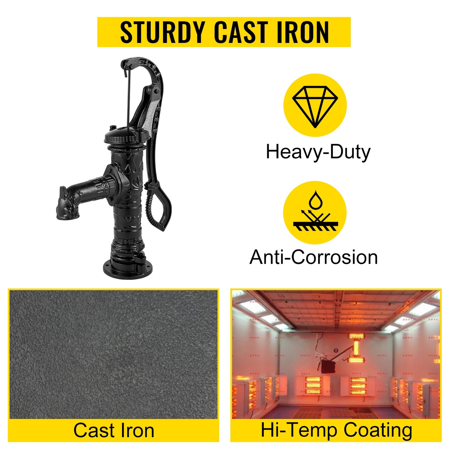 VEVOR Starožitná železná ruční vodní pumpa Džbán Pumpa Litina Pro venkovní dvorky Jezírka Zahradní farma studna Ornament Dekorace