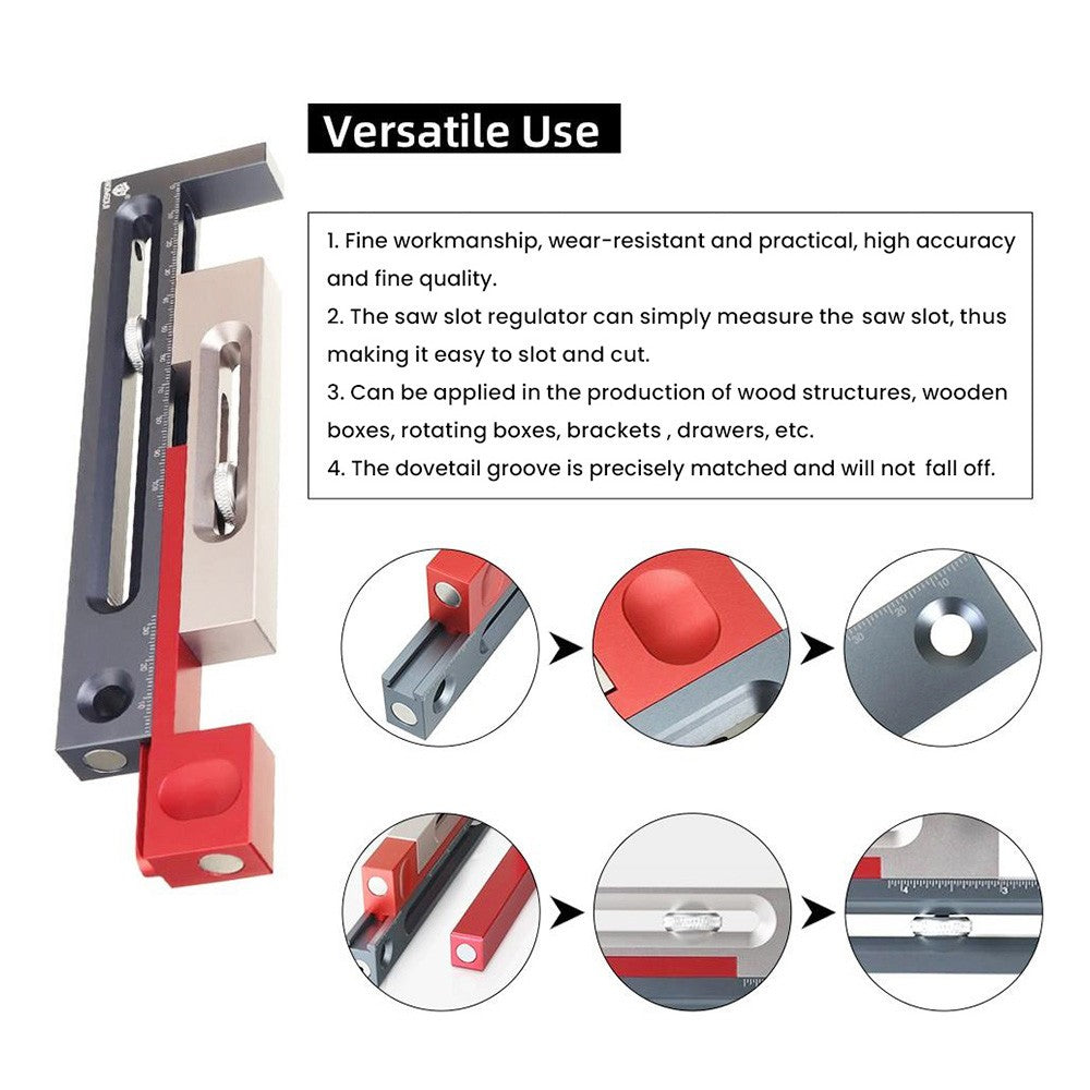 HONGDUI JF15 Kerfmaker Table Saw Slot Regulator, Mortise Tenon Tool Woodworking Movable Measuring Block - Large