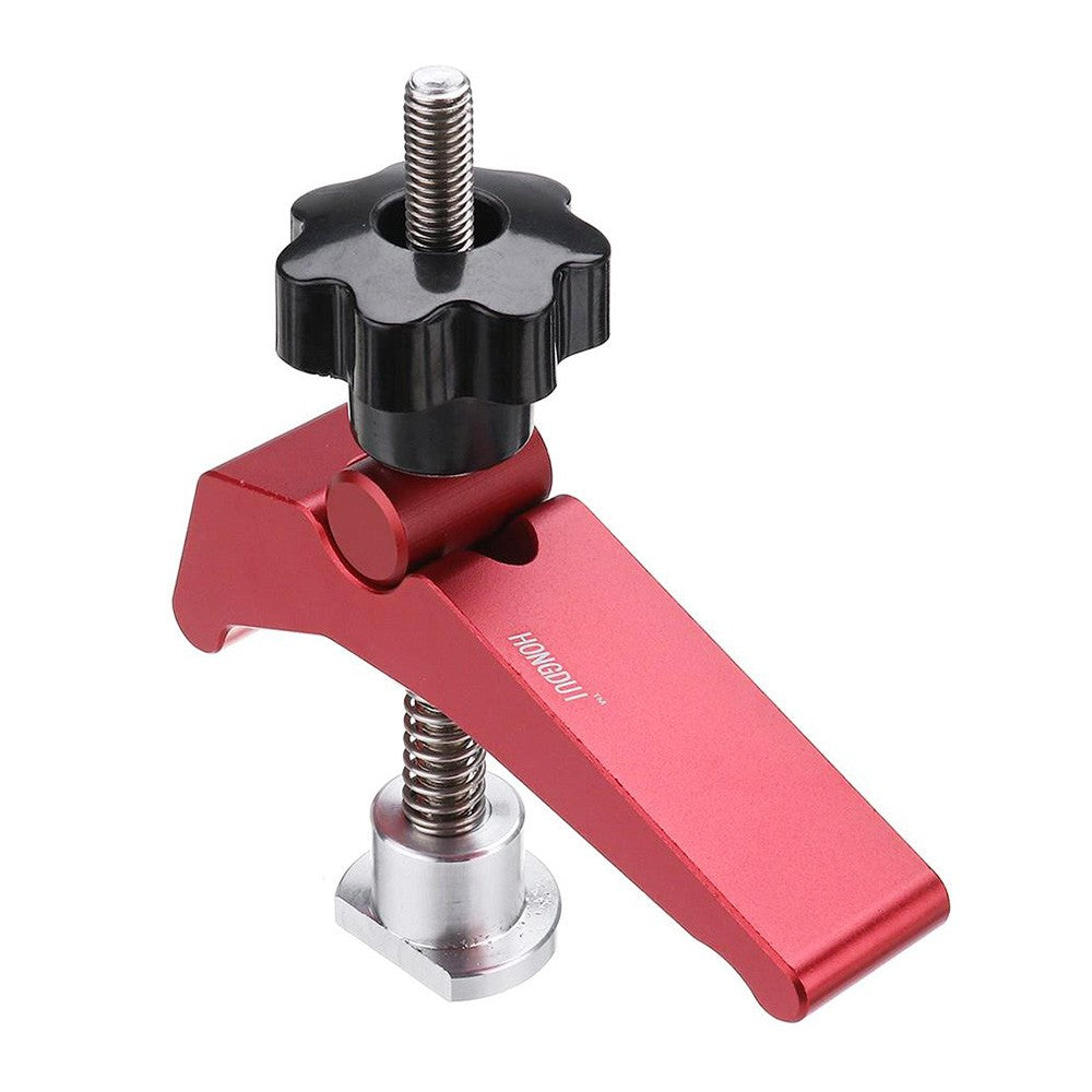 HONGDUI YB07X Red Quick Acting Hold Down Clamp, Woodworking Table T-Slot T-Track Clamp