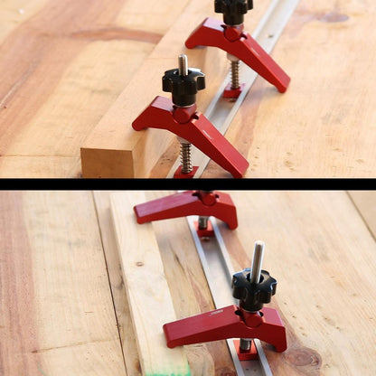 HONGDUI YB07X Red Quick Acting Hold Down Clamp, Woodworking Table T-Slot T-Track Clamp