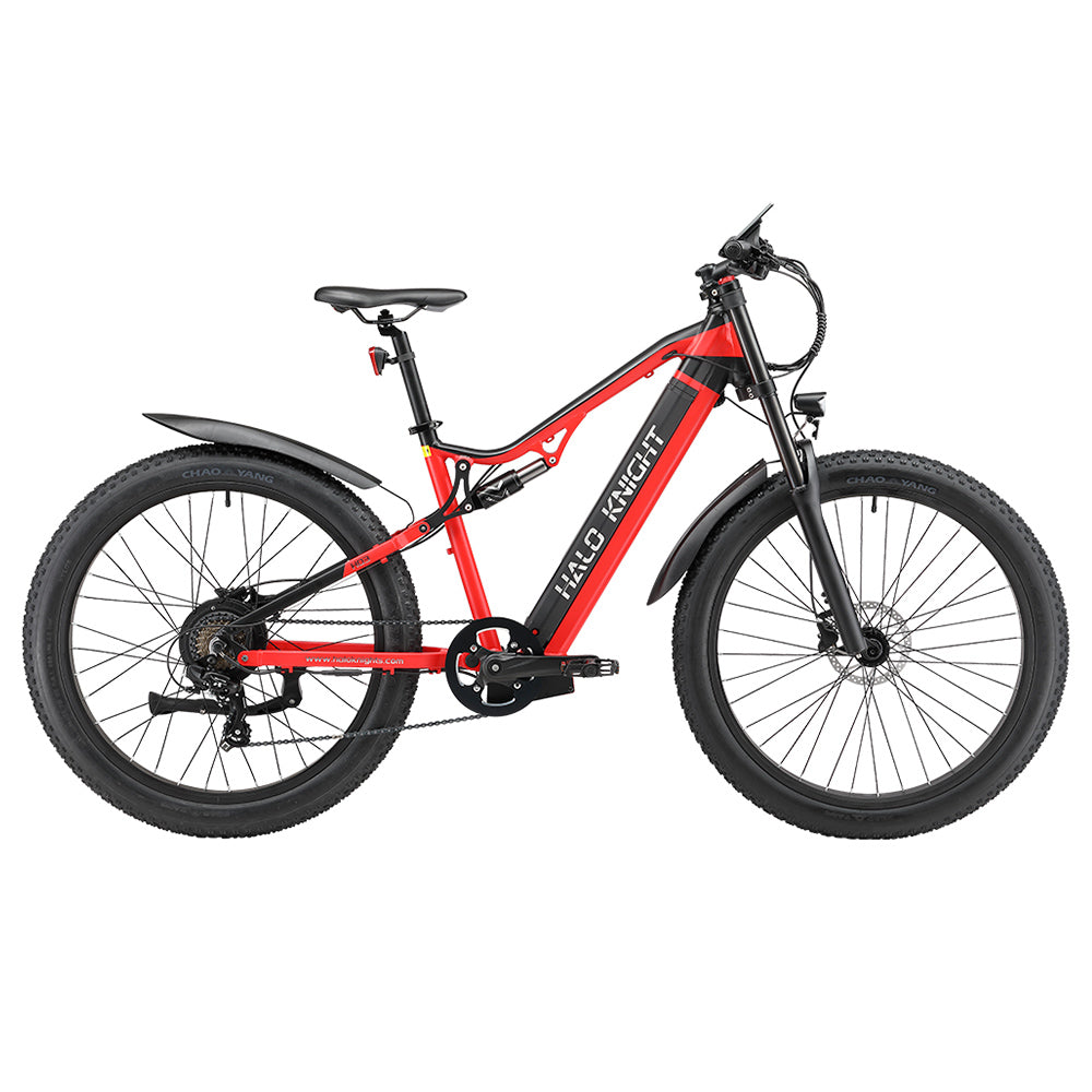 Halo Knight H03 Electric Bike, 1000W Motor, 48V 19.2Ah Battery, 27.5*3.0-inch Tire, 50km/h Max Speed, 90km Max Range, Hydraulic Brakes, Shimano 7-speed - Red