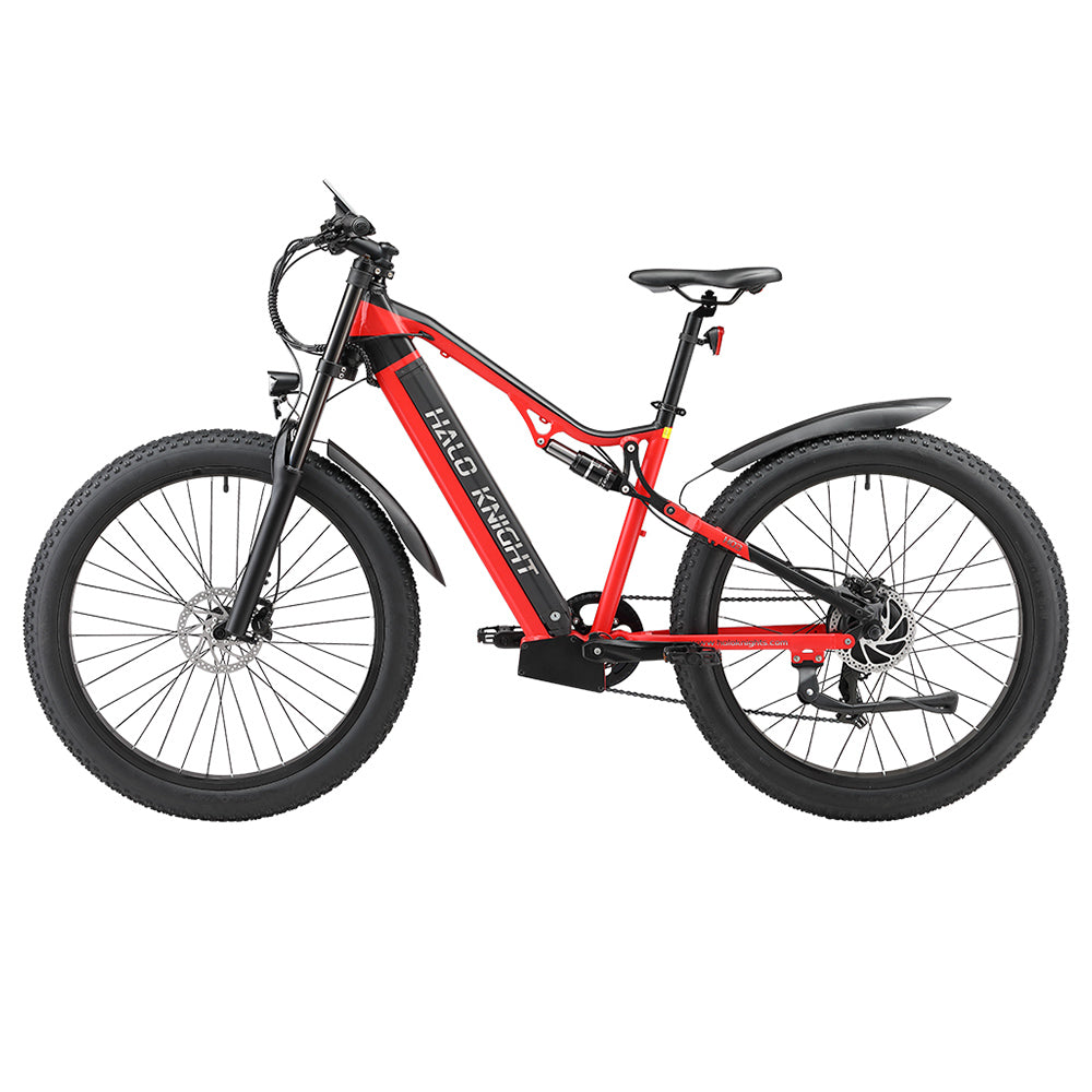 Halo Knight H03 Electric Bike, 1000W Motor, 48V 19.2Ah Battery, 27.5*3.0-inch Tire, 50km/h Max Speed, 90km Max Range, Hydraulic Brakes, Shimano 7-speed - Red