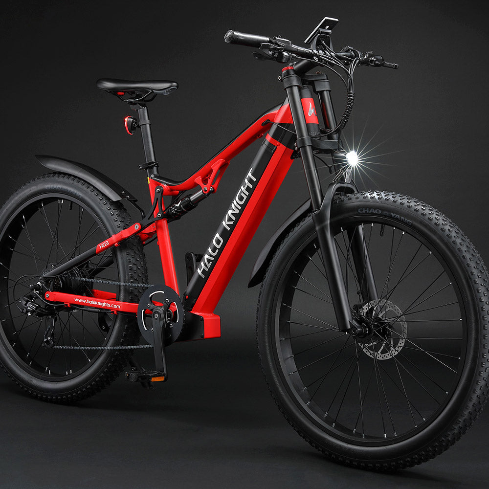 Halo Knight H03 Electric Bike, 1000W Motor, 48V 19.2Ah Battery, 27.5*3.0-inch Tire, 50km/h Max Speed, 90km Max Range, Hydraulic Brakes, Shimano 7-speed - Red