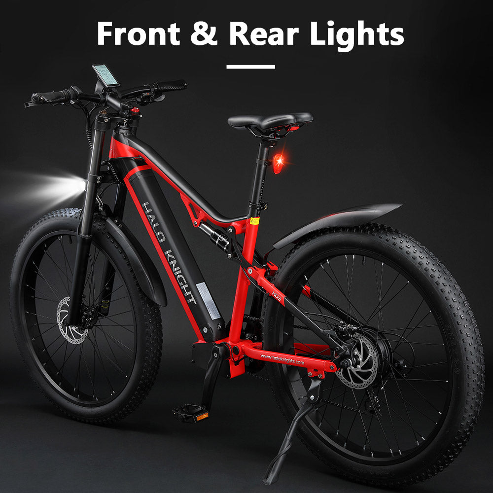 Halo Knight H03 Electric Bike, 1000W Motor, 48V 19.2Ah Battery, 27.5*3.0-inch Tire, 50km/h Max Speed, 90km Max Range, Hydraulic Brakes, Shimano 7-speed - Red