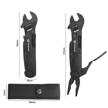 Hanboost M2 19 In 1 Multitool Wrench, Multipurpose Camping Gear, Pocket Size EDC Gadget, Adjustable Wrench with Pliers, Wire Cutter, Cutting Saw, Bottle Opener for Maintenance, Camping and DIY, Gift