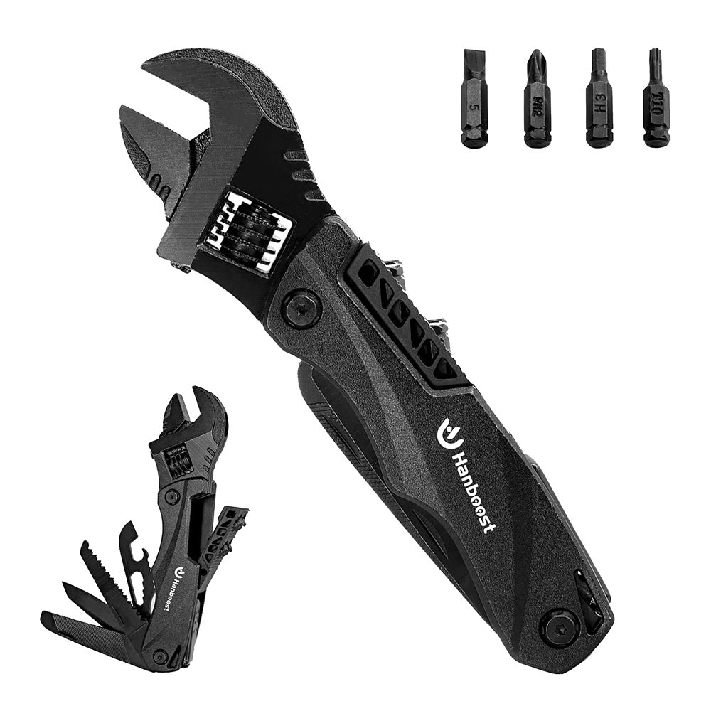 Hanboost M1 12 in 1 Multitool Wrench, Camping Gear, Multipurpose Pocket Size Gadget, with Screwdriver Cutting Saw Bottle Opener for Maintenance, Camping, DIY and Gift