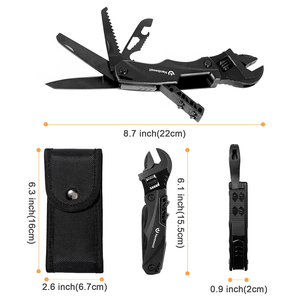 Hanboost M1 12 in 1 Multitool Wrench, Camping Gear, Multipurpose Pocket Size Gadget, with Screwdriver Cutting Saw Bottle Opener for Maintenance, Camping, DIY and Gift