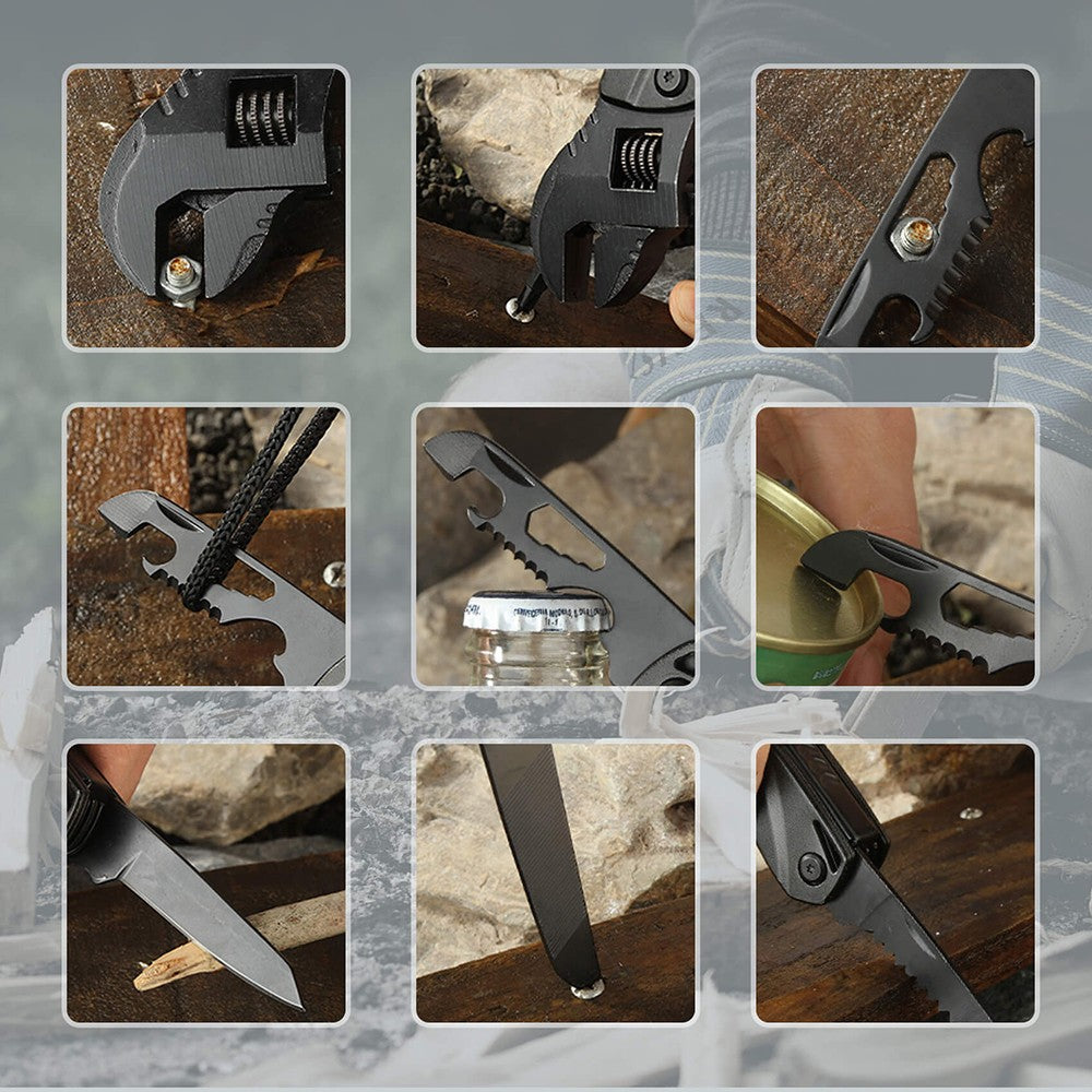 Hanboost M1 12 in 1 Multitool Wrench, Camping Gear, Multipurpose Pocket Size Gadget, with Screwdriver Cutting Saw Bottle Opener for Maintenance, Camping, DIY and Gift