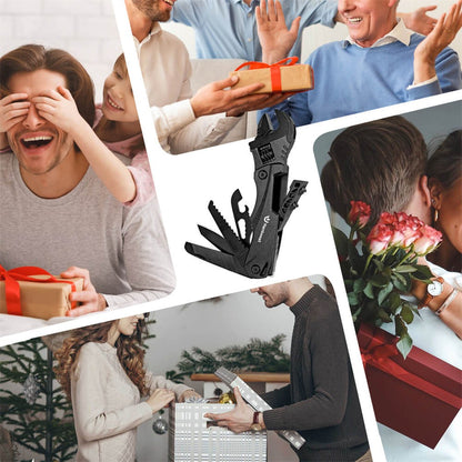 Hanboost M1 12 in 1 Multitool Wrench, Camping Gear, Multipurpose Pocket Size Gadget, with Screwdriver Cutting Saw Bottle Opener for Maintenance, Camping, DIY and Gift