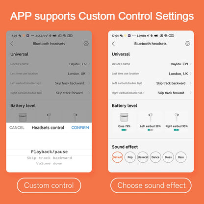 Haylou T19 TWS Bluetooth Earphones Smart Noise Cancelling Wireless Charging Earphones  Qualcomm 3020 chips- White
