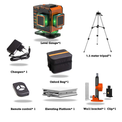 HILDA 4D Laser Nivelační křížová čára Zelená laserová vodováha samonivelační víceúčelová vodováha horizontální vertikální měření