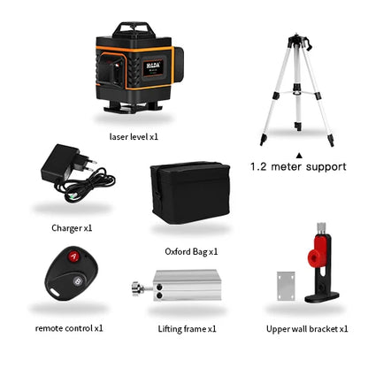 HILDA 4D Laser Nivelační křížová čára Zelená laserová vodováha samonivelační víceúčelová vodováha horizontální vertikální měření