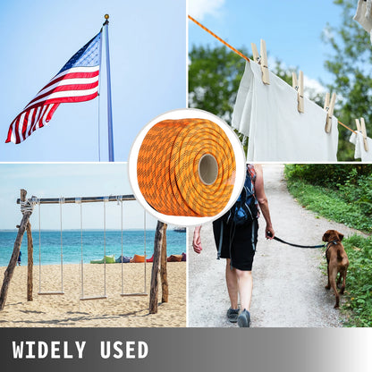 VEVOR 150/200 stop s dvojitým opletem Přenosné polyesterové lano Stahovací lano Pevná prádelní šňůra zatahovací pro zahradní houpačku Arborist
