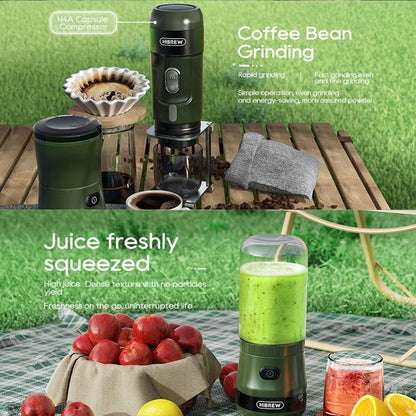HiBREW G2 3in1 Coffee Grinder, 2000mAh Double Cup, Fruit Mixers Juicers Blender Ice Crusher, for Camping or Journey