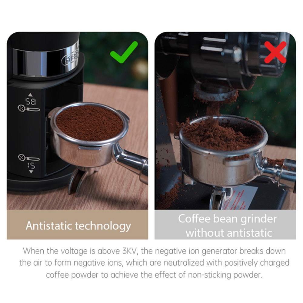 HiBREW G3A Coffee Grinder, 40mm Conical Burr, Air Blower, 31-gear Scale, Memory &amp; Antistatic Function, Manual &amp; Automatic, Visual Bean Storage Beige