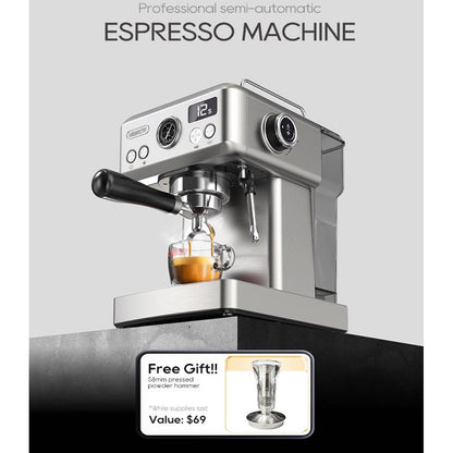HiBREW H10A Semi Automatic Espresso Coffee Machine, 20Bar, Cold/Hot Coffee Maker - Silver
