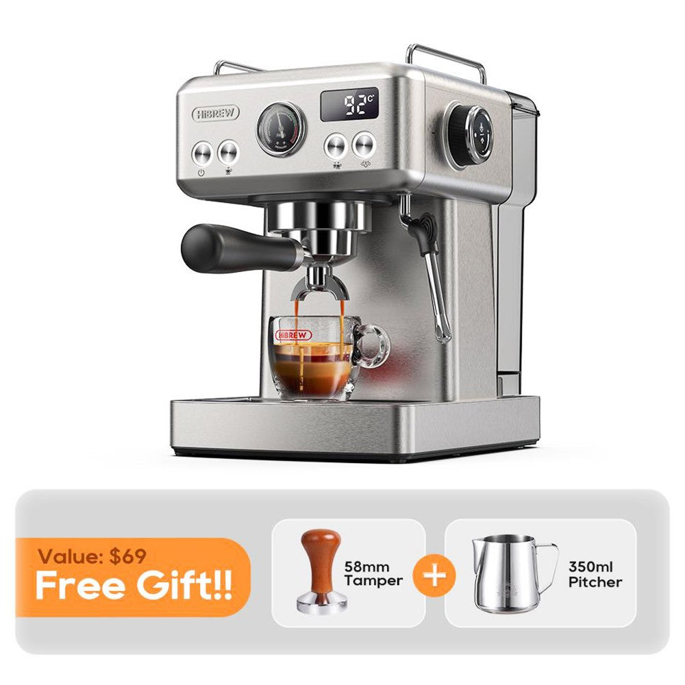 HiBREW H10A Semi Automatic Espresso Coffee Machine, 20Bar, Cold/Hot Coffee Maker - Silver