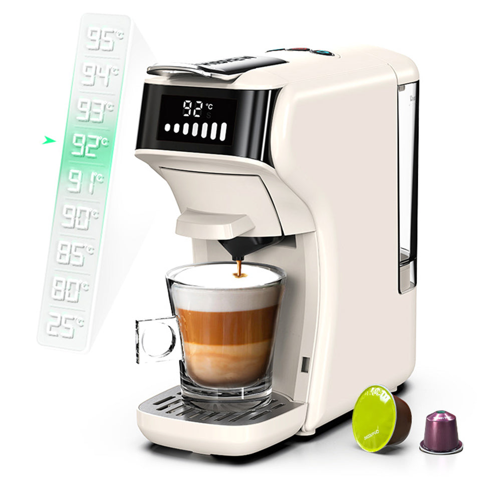 HiBREW H1B 6-in-1 Pods Coffee Maker, 600ml Water Tank, 19 Bar Pressure Extraction, Cold/Hot Mode, LED Indicator, for Kcup*/Nes*/DG*/Espresso Powder, Beige