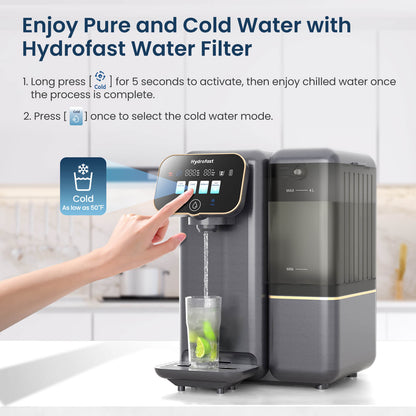 Hydrofast C100 Countertop Water Purifier, Room Temperature &amp; Cold Water, Reverse Osmosis Water Filter for Home, Office