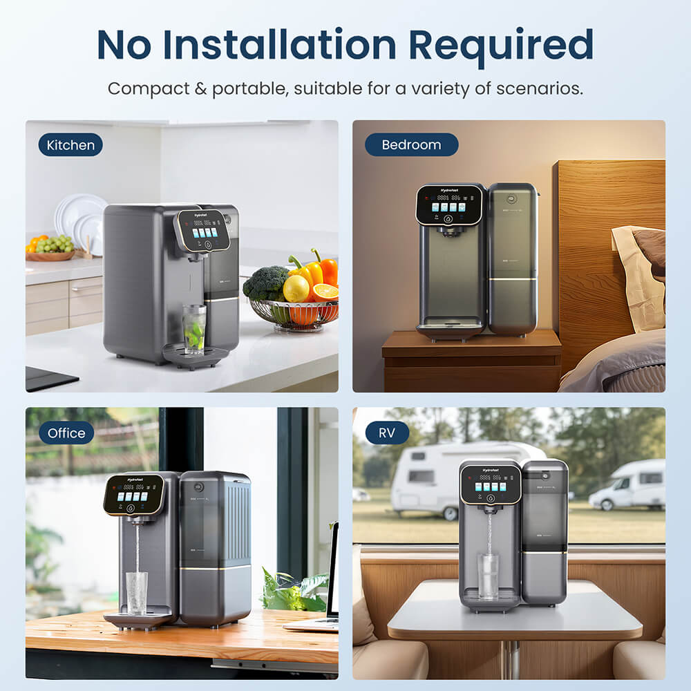 Hydrofast C100 Countertop Water Purifier, Room Temperature &amp; Cold Water, Reverse Osmosis Water Filter for Home, Office