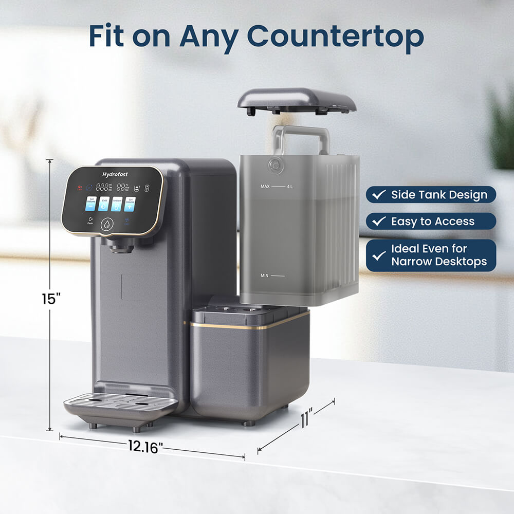 Hydrofast C100 Countertop Water Purifier, Room Temperature &amp; Cold Water, Reverse Osmosis Water Filter for Home, Office