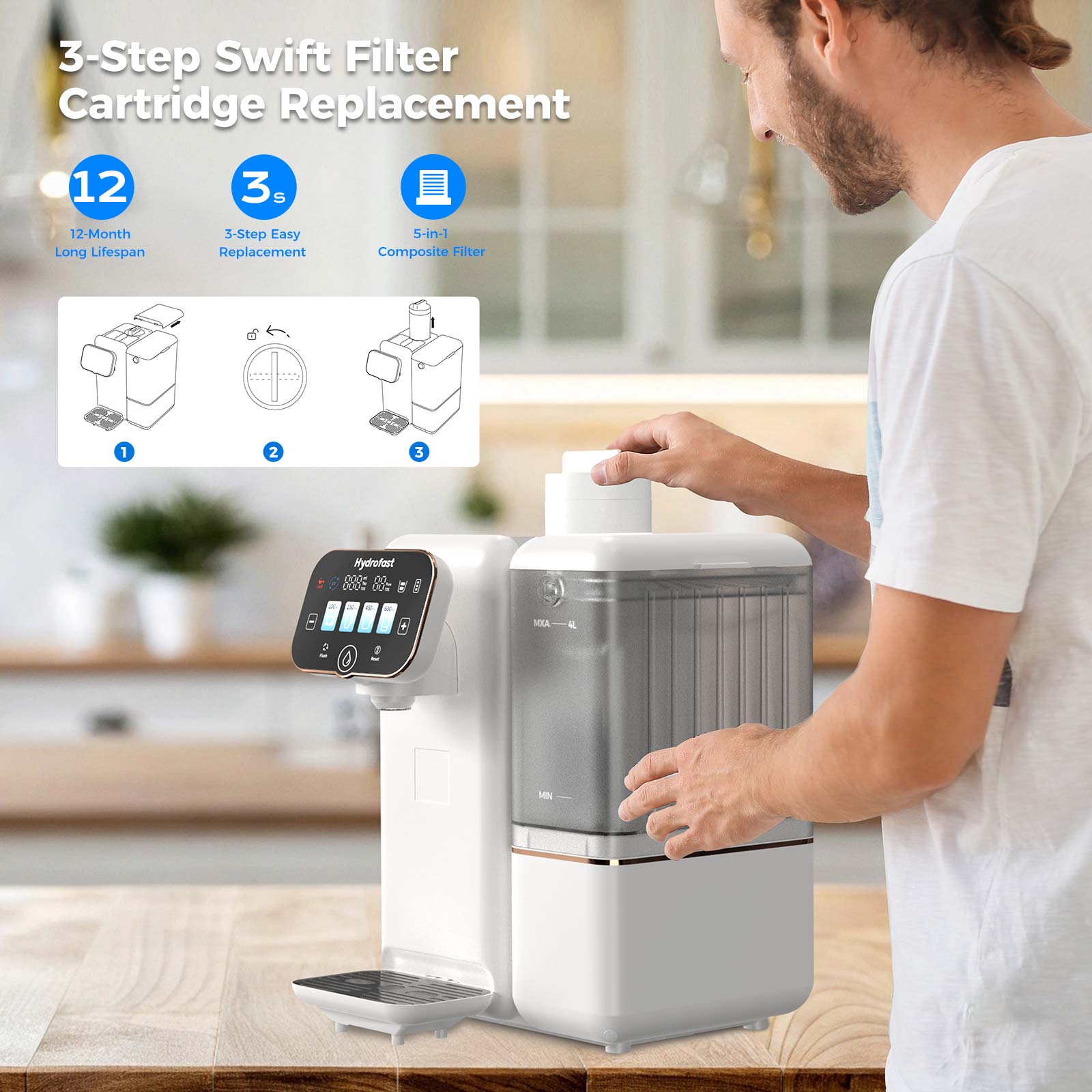 Hydrofast HF01 RO Filter with 5-Stage Filtration, Easy Replacement for B100&amp;C100 Water Purifier