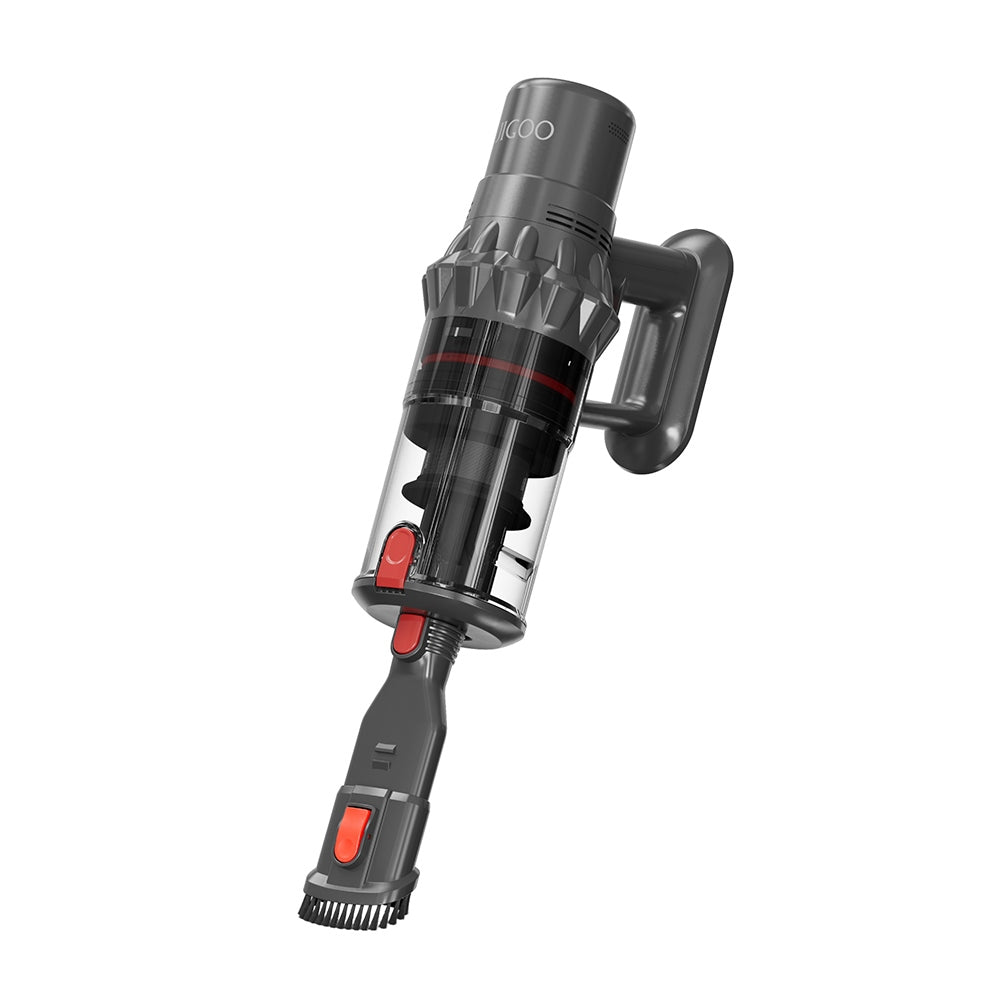 JIGOO C500 Cordless Vacuum Cleaner, 33KPa Suction, 500W Motor, Smart Dust Sensor, 1.2L Dust Cup, 5-Stage Filtration, Up to 60 Mins Runtime, 8x2200mAh Removable Batteries, LED Touch Screen, Rotatable Metal Tube - Red