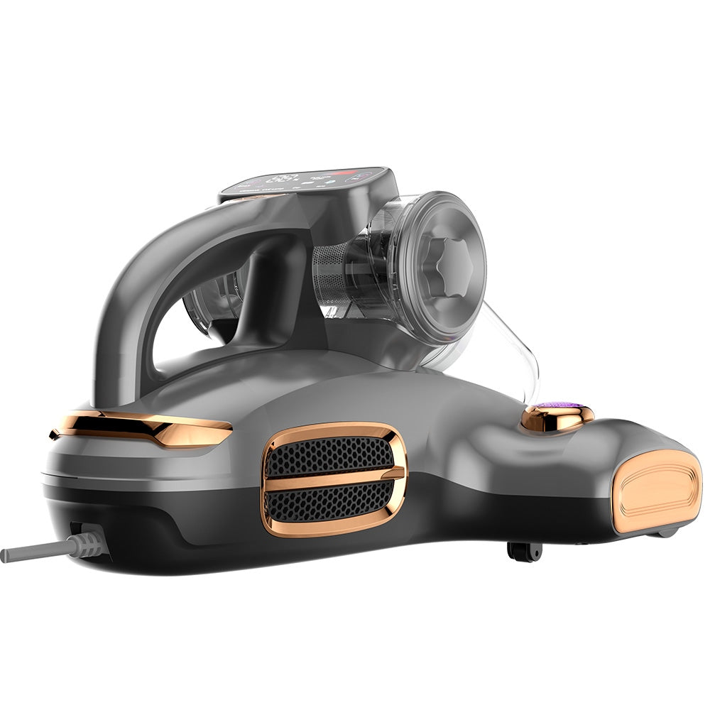JIGOO T600 Dual-Cup Smart Bed Vacuum Cleaner for Mattress with UV Light, 700W 15KPa Suction,  Ultrasonic Tech, 99.99% Mites Removal, Handheld Vacuum Cleaner for Bed, Sofa - Grey