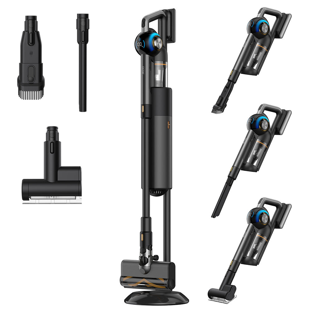 JIGOO V700 Cordless Vacuum Cleaner with 2.5 L Suction Station, Automatic Dust Emptying, 33KPa Suction Power, Anti-Tangle Brush, Dual LED Illumination, Up to 55 Minutes Runtime, Ideal for Hard Floor, Carpet, Pet