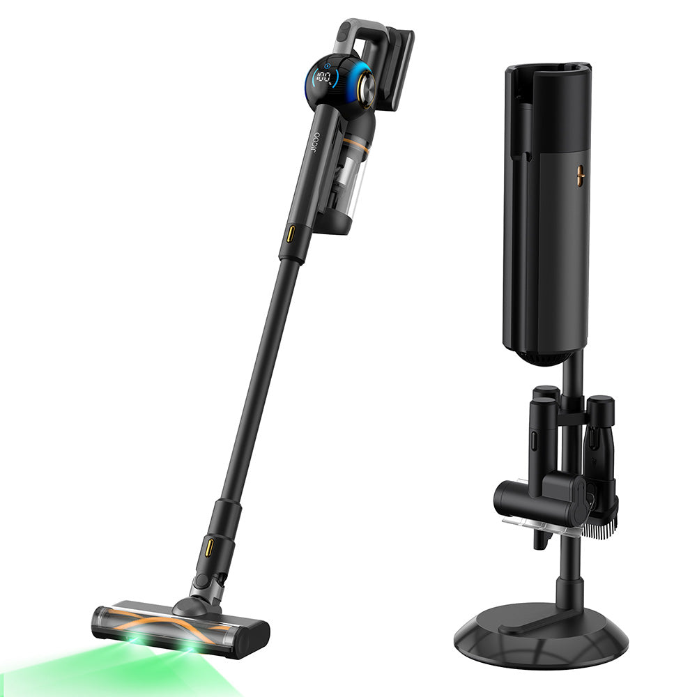 JIGOO V700 Cordless Vacuum Cleaner with 2.5 L Suction Station, Automatic Dust Emptying, 33KPa Suction Power, Anti-Tangle Brush, Dual LED Illumination, Up to 55 Minutes Runtime, Ideal for Hard Floor, Carpet, Pet